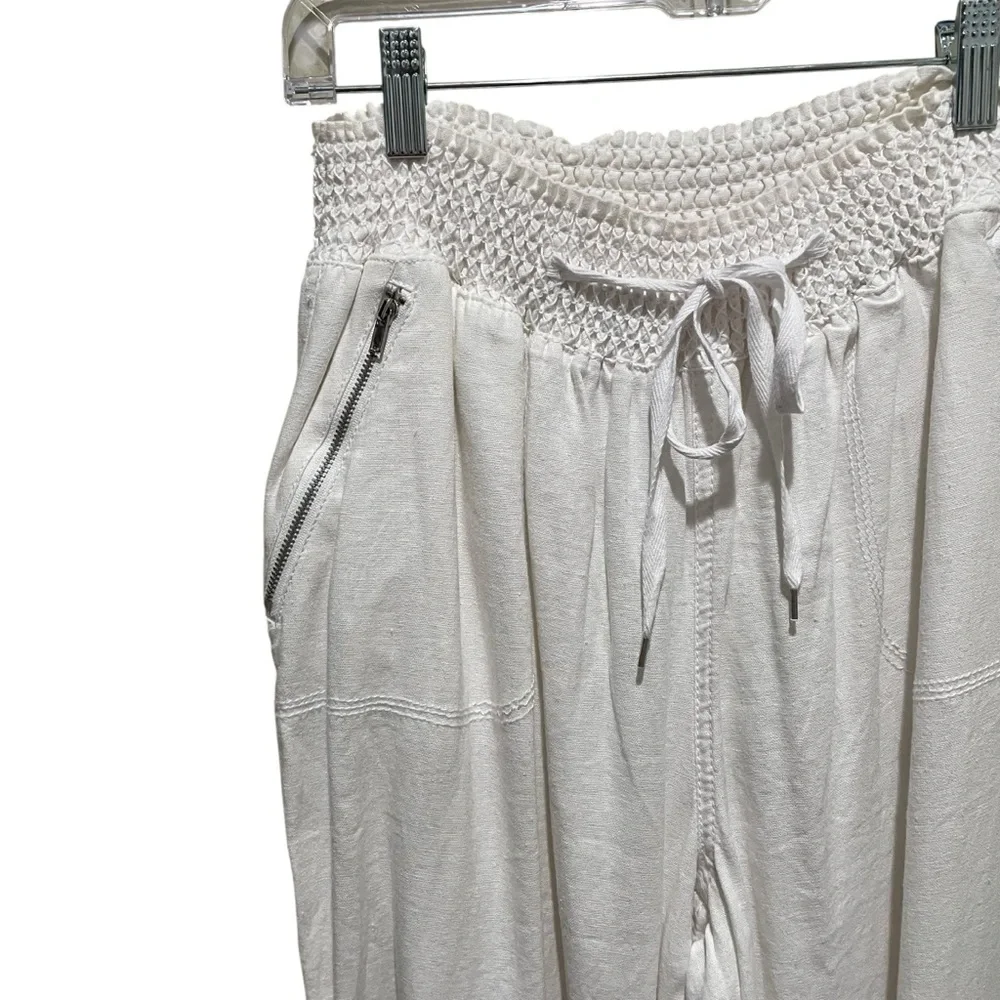 Ci Sono Smocked Waist Linen Blend Pants White Women’s Large - Picture 3 of 8